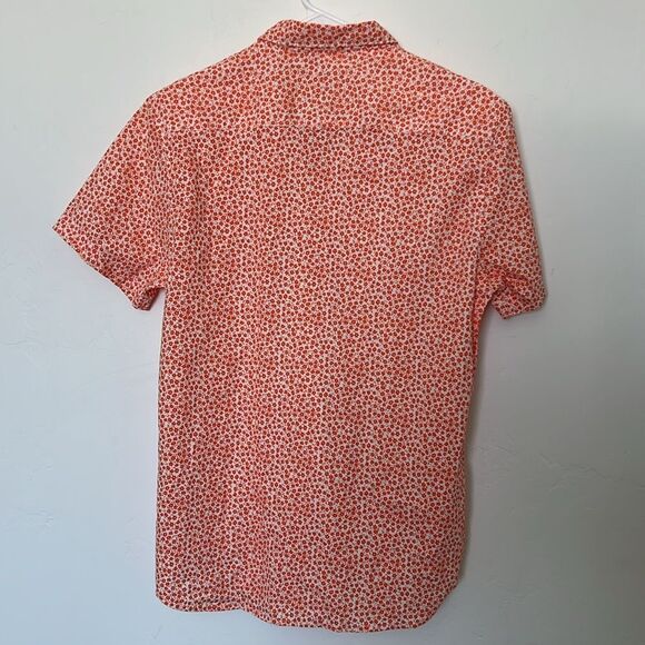Denim & Flower‎ Floral Button Up Shirt Orange White Short Sleeve Size Small NWT - Picture 8 of 8